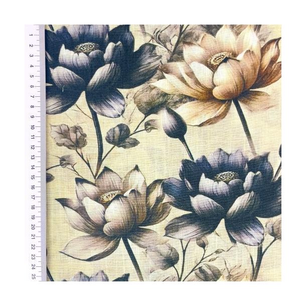 Viscose linen Digital print, Blomster